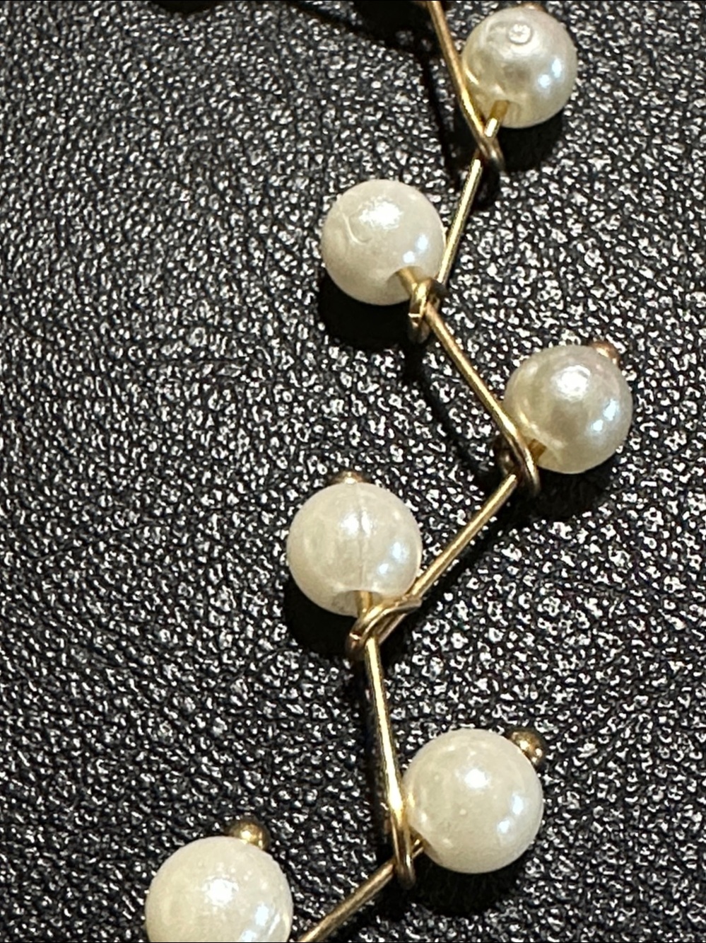 137.  Gold Tone & Faux Pearl Choker Necklace - Picture 4 of 7
